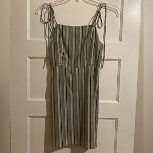 Molly Green Colorful Pin Striped Tie String Strap Mini Dress